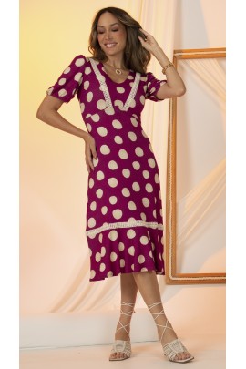 170978 - Vestido Ramany Estampa Fucsia Póá